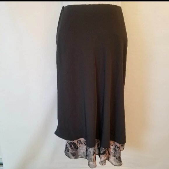 AXCESS A Liz Claiborne Company black gray and pink skirt size 10 fishtail style - Picture 2 of 16